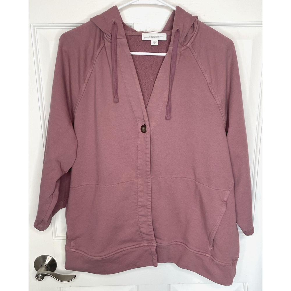 J. Jill Pure Jill French Terry Oversized Hooded Yoga Jacket Sz M Coastal Lounge